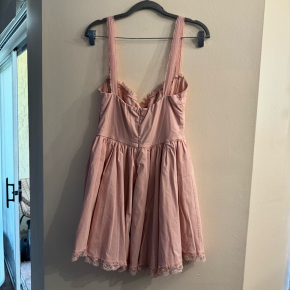 Unbranded Pink Milkmaid Cottagecore Lace Mini Dress Size Large - Picture 4 of 8